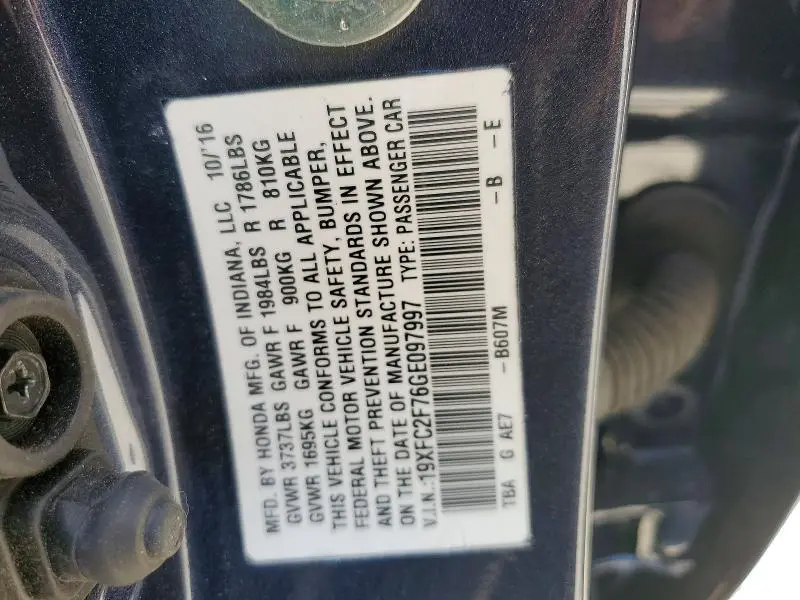 2016 HONDA CIVIC EX  