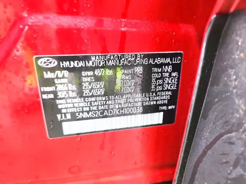 2019 HYUNDAI SANTA FE SE 2.4L  