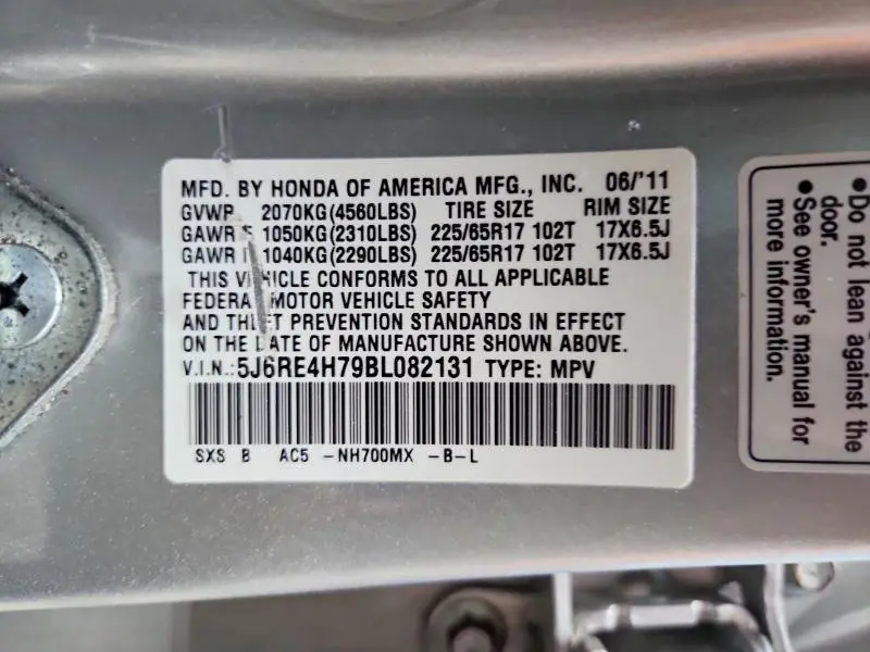 2011 HONDA CR-V EXL  