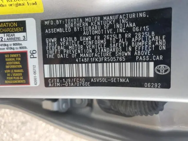 2015 TOYOTA CAMRY LE  