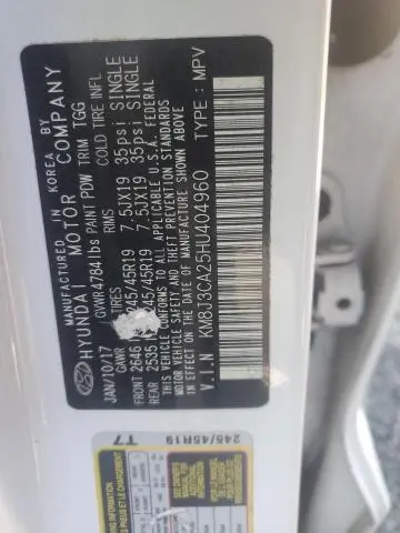 2017 HYUNDAI TUCSON LIMITED  