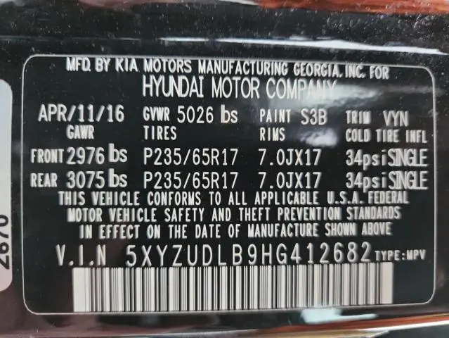 2017 HYUNDAI SANTA FE SPORT   