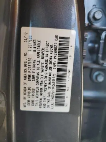 2012 HONDA ACCORD LX