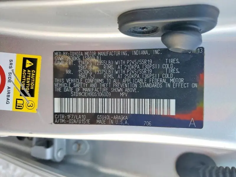 2013 TOYOTA HIGHLANDER LIMITED  