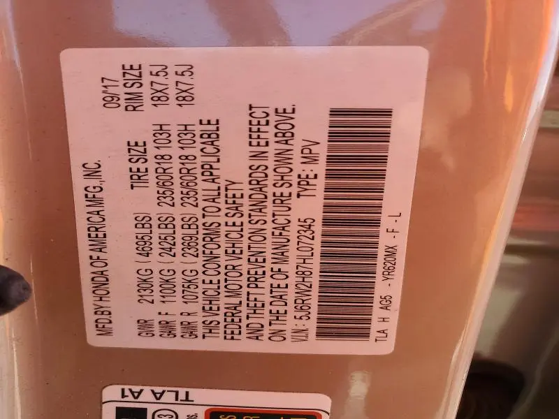 2017 HONDA CR-V EXL  