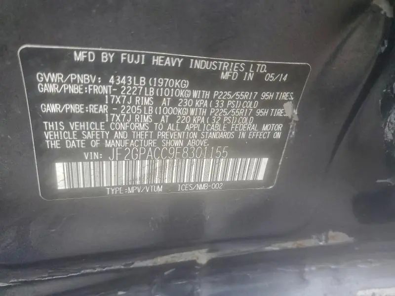 2014 SUBARU XV CROSSTREK 2.0 PREMIUM  