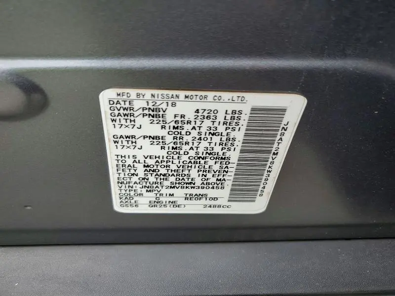 2019 NISSAN ROGUE SV  
