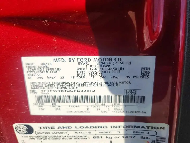 2013 FORD F150 SUPERCREW  
