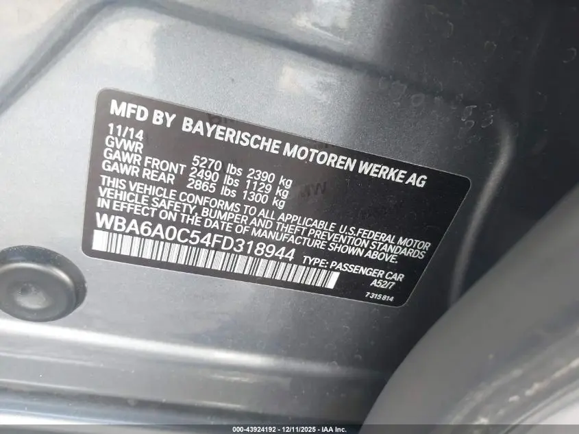 2015 BMW 640I GRAN COUPE  