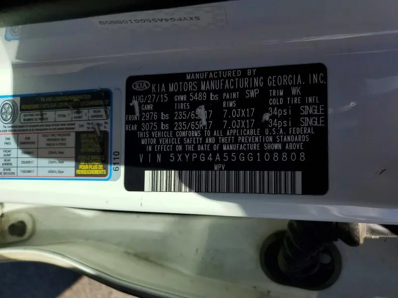 2016 KIA SORENTO LX  