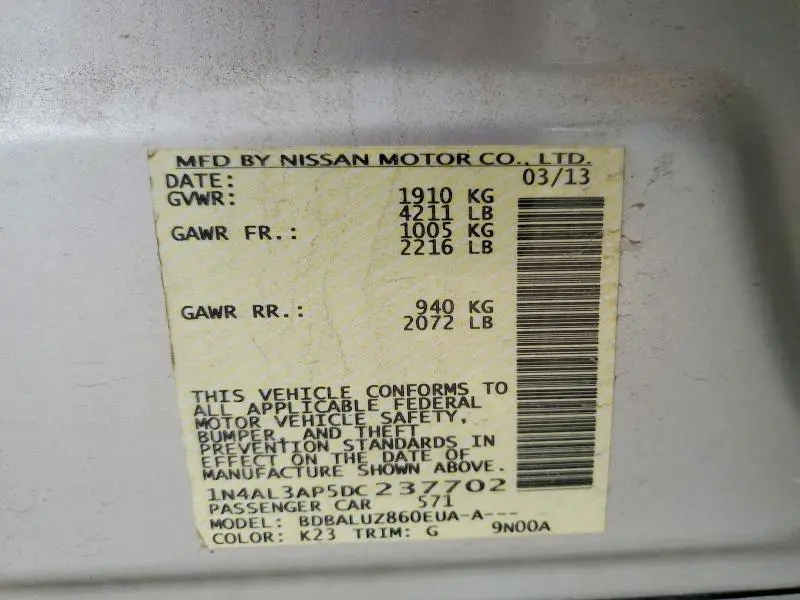 2013 NISSAN ALTIMA 2.5  