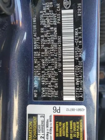 2017 TOYOTA CAMRY LE  