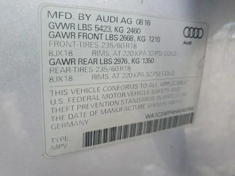 2017 AUDI Q5 PREMIUM  