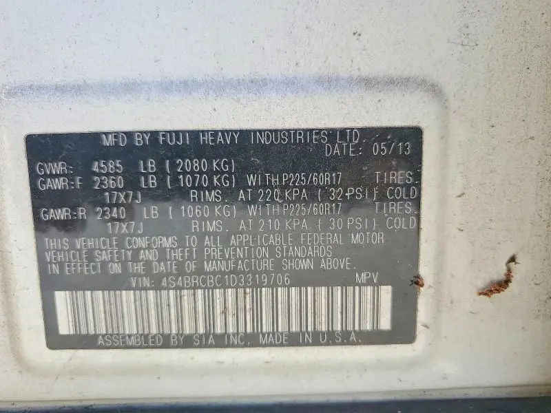 2013 SUBARU OUTBACK 2.5I PREMIUM  