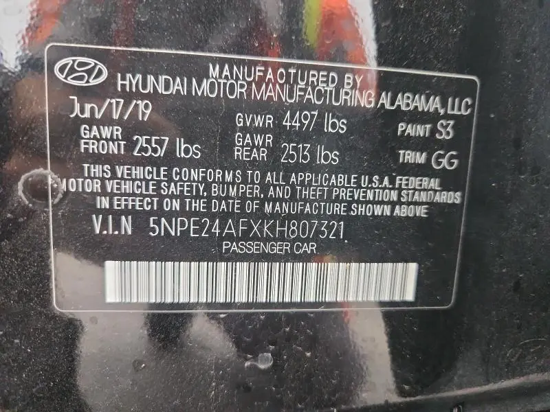 2019 HYUNDAI SONATA SE  