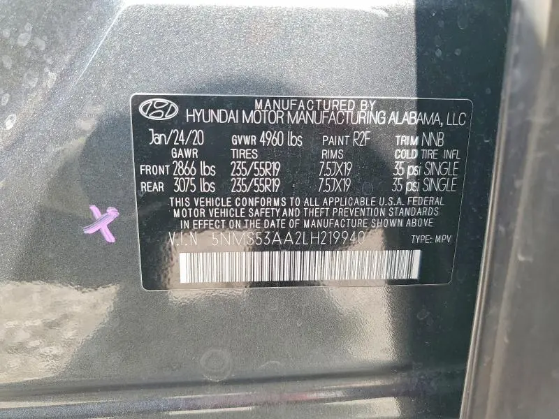 2020 HYUNDAI SANTA FE LIMITED 2.0T  