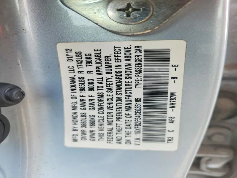 2012 HONDA CIVIC LX  