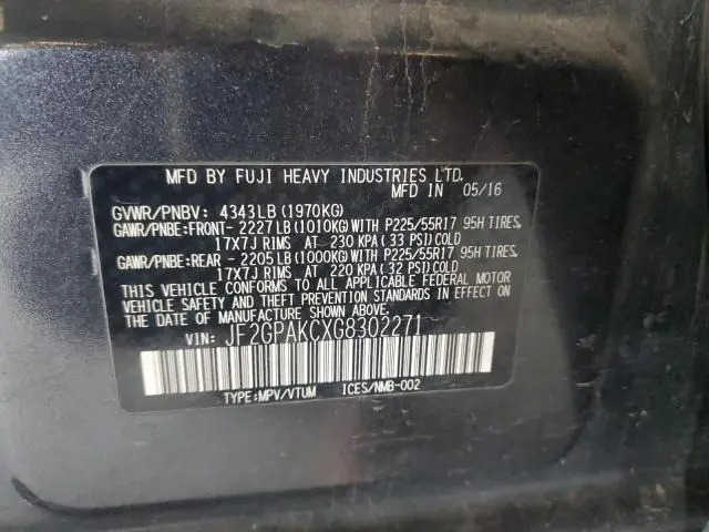 2016 SUBARU CROSSTREK LIMITED  