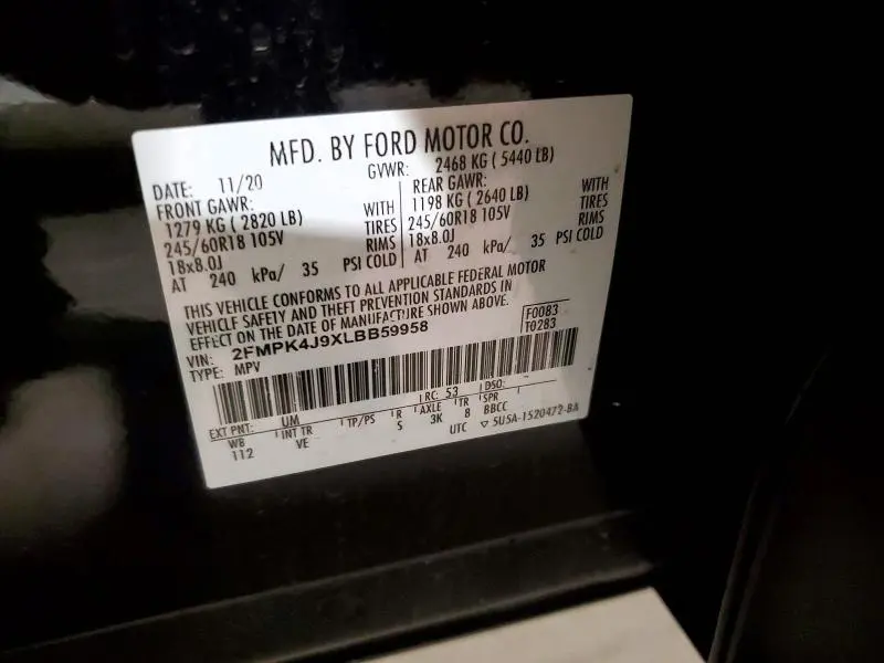 2020 FORD EDGE SEL  