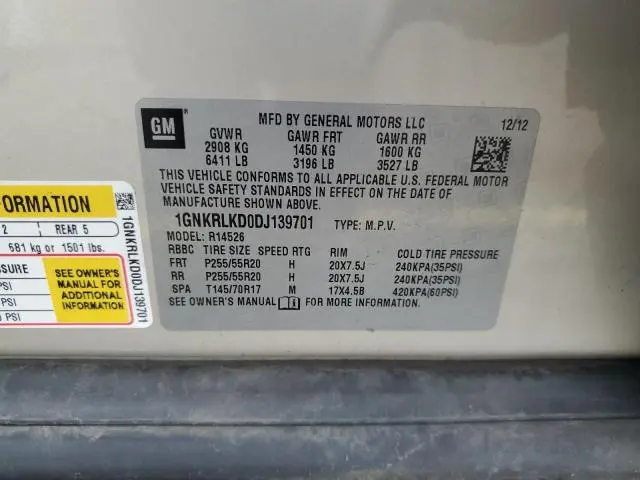 2013 CHEVROLET TRAVERSE LTZ  