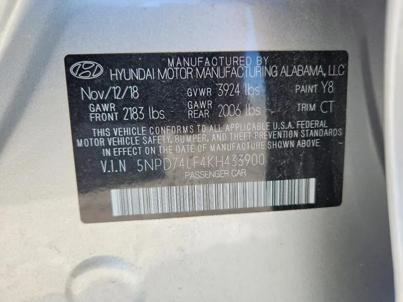 2019 HYUNDAI ELANTRA SE  