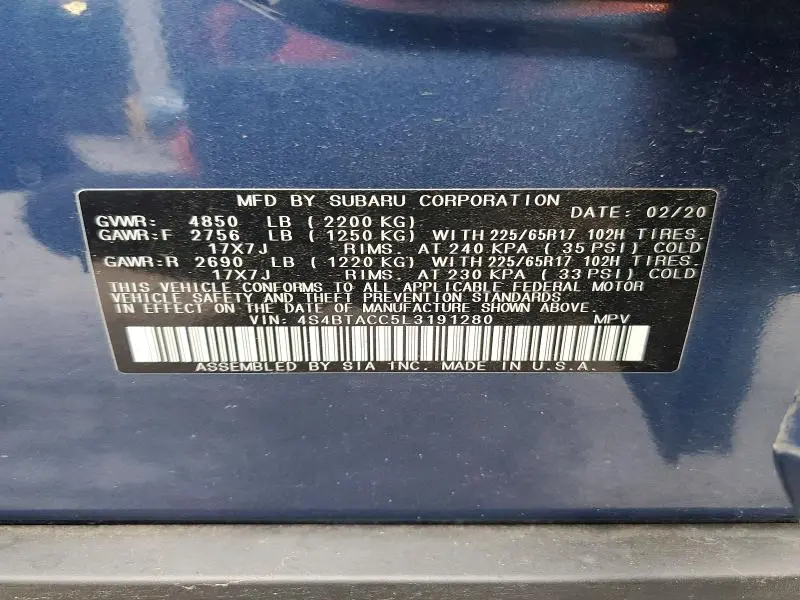 2020 SUBARU OUTBACK PREMIUM  