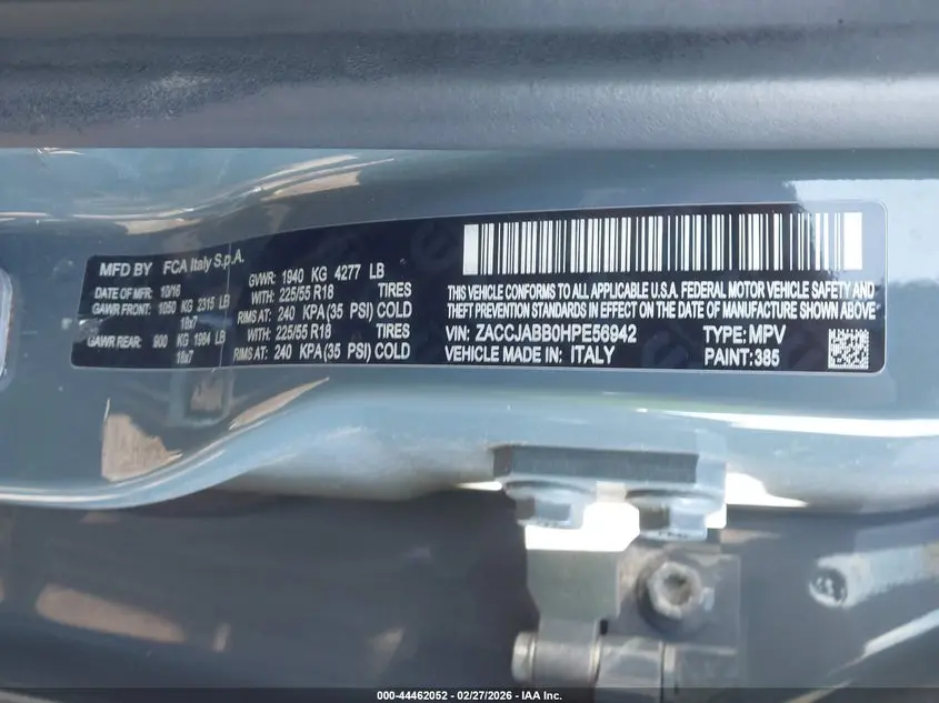 2017 JEEP RENEGADE ALTITUDE FWD