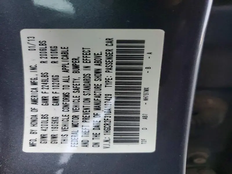 2013 HONDA ACCORD LX  