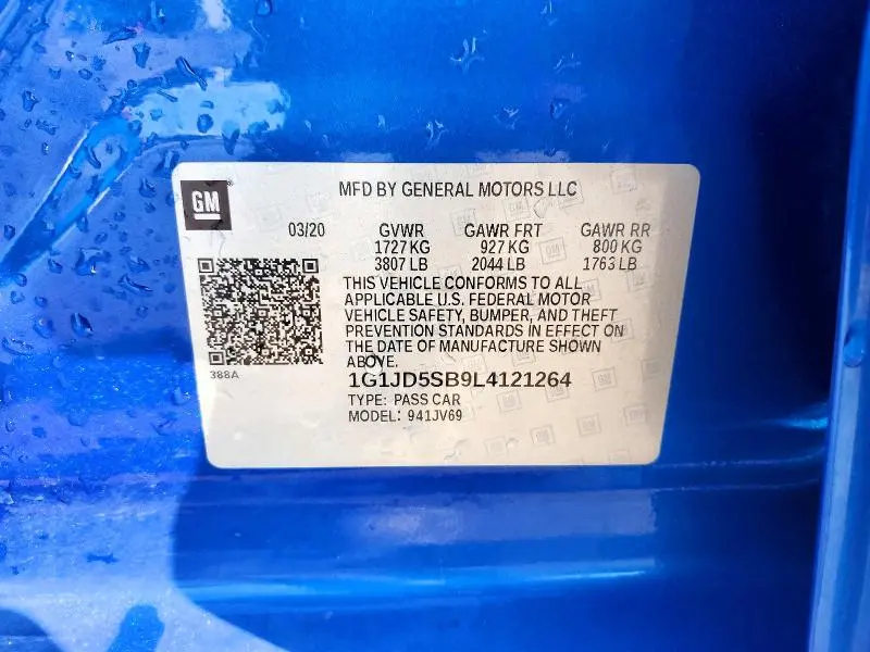 2020 CHEVROLET SONIC LT  