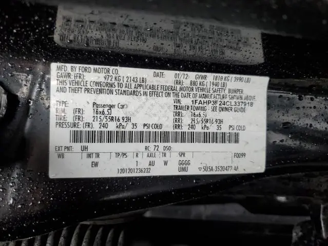 2012 FORD FOCUS SE  