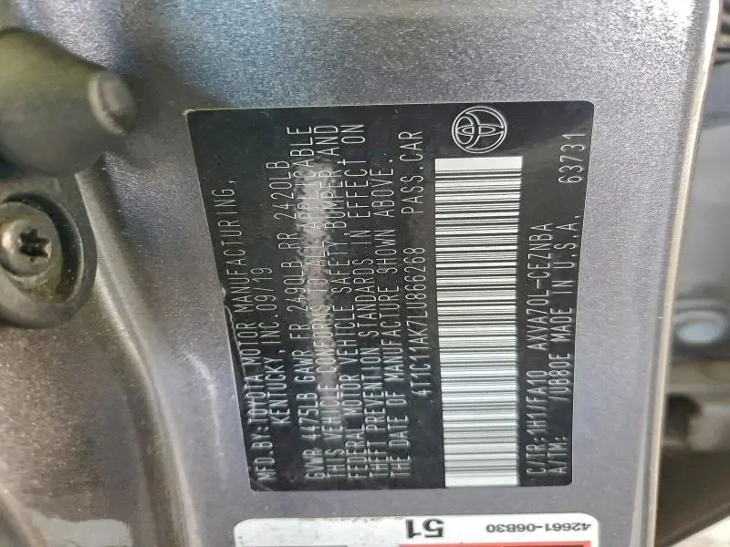 2020 TOYOTA CAMRY LE  