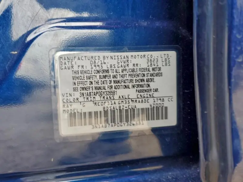 2016 NISSAN SENTRA S  