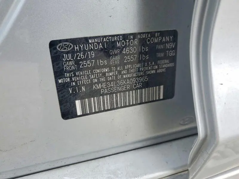 2019 HYUNDAI SONATA HYBRID  