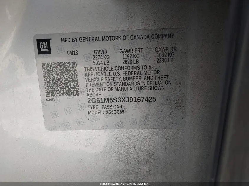 2018 CADILLAC XTS LUXURY