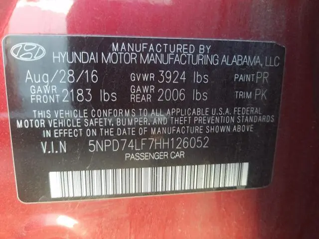 2017 HYUNDAI ELANTRA SE  