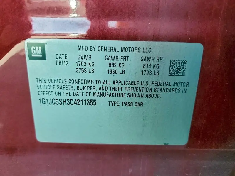 2012 CHEVROLET SONIC LT  