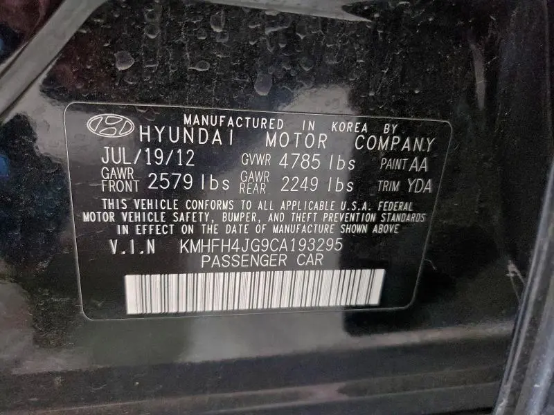 2012 HYUNDAI AZERA GLS  