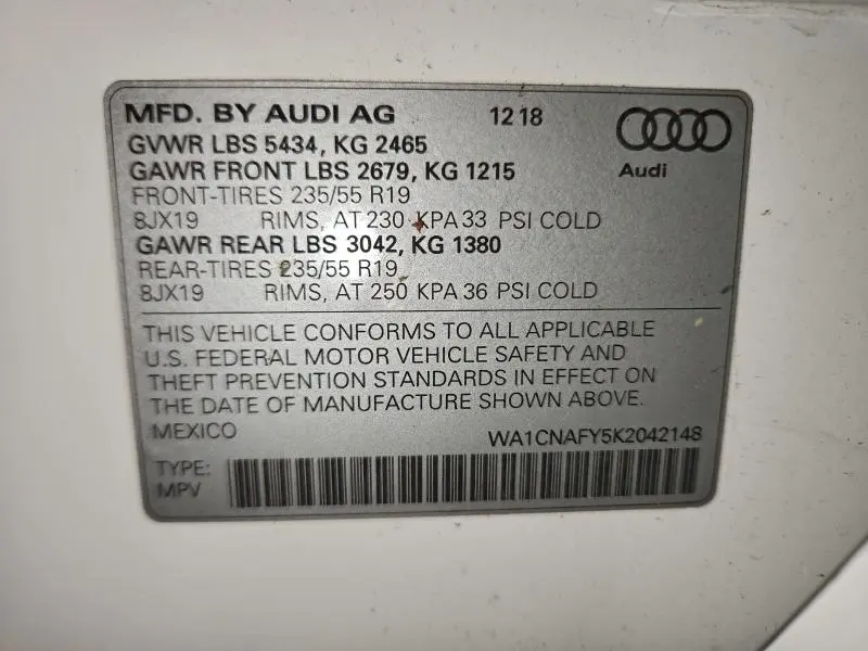 2019 AUDI Q5 PRESTIGE  