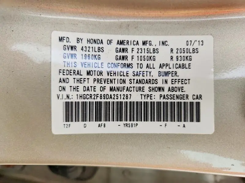 2013 HONDA ACCORD EXL  