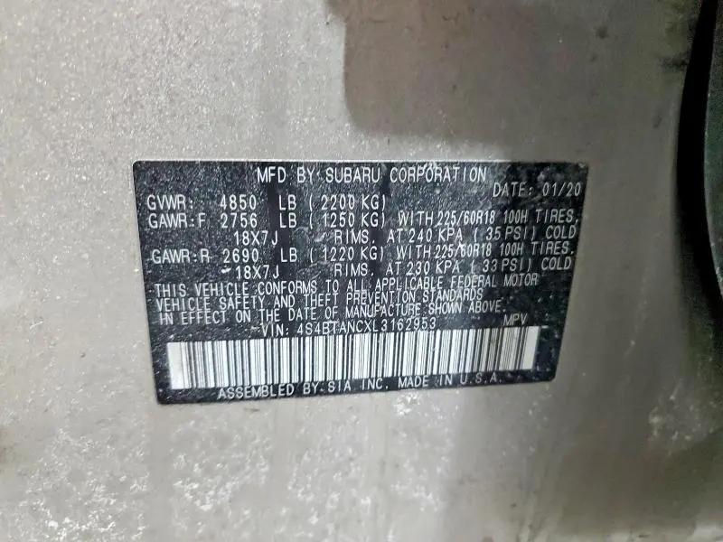 2020 SUBARU OUTBACK LIMITED  