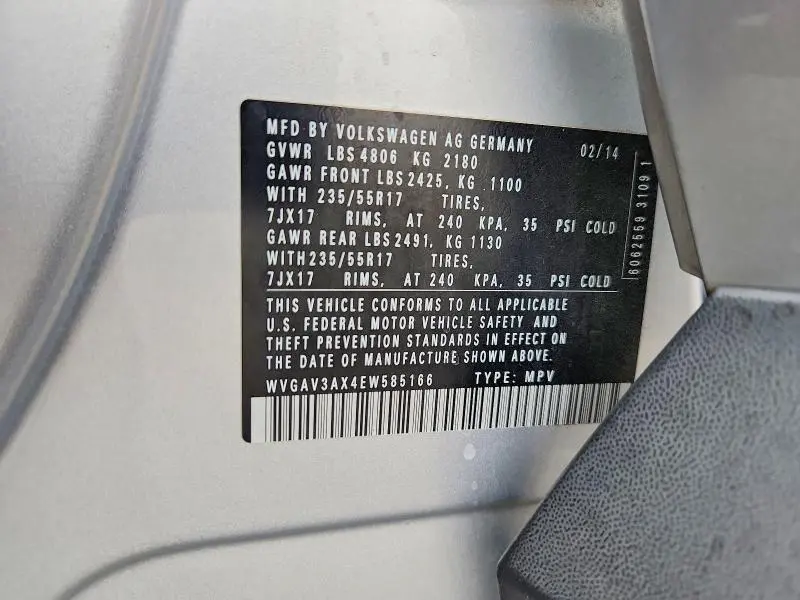 2014 VOLKSWAGEN TIGUAN S  