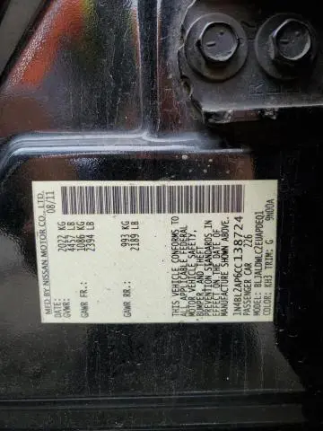 2012 NISSAN ALTIMA SR  