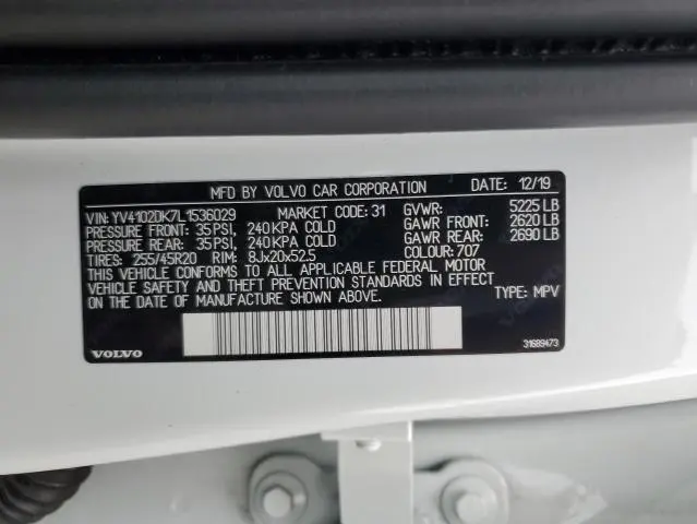 2020 VOLVO XC60 T5 MOMENTUM  