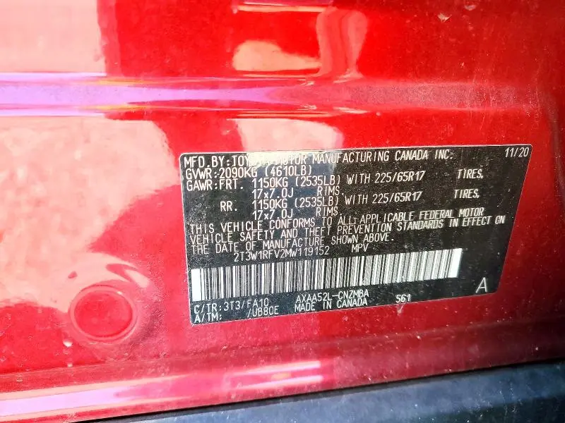 2021 TOYOTA RAV4 XLE  