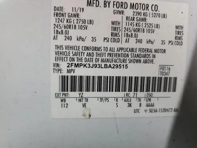 2020 FORD EDGE SEL  