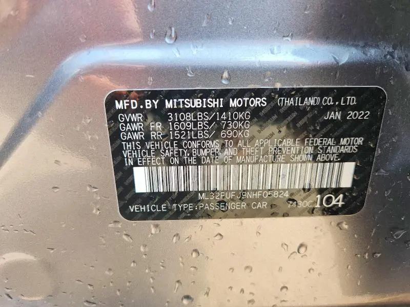 2022 MITSUBISHI MIRAGE G4 ES  