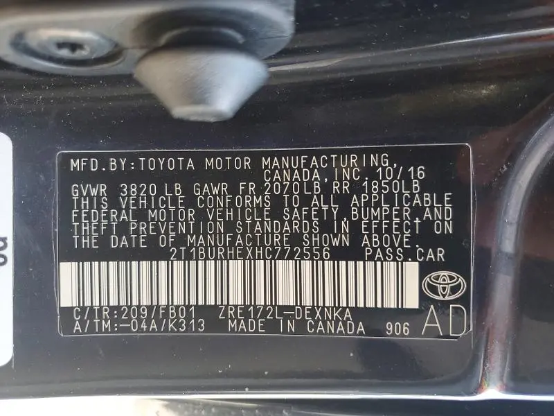 2017 TOYOTA COROLLA LE  