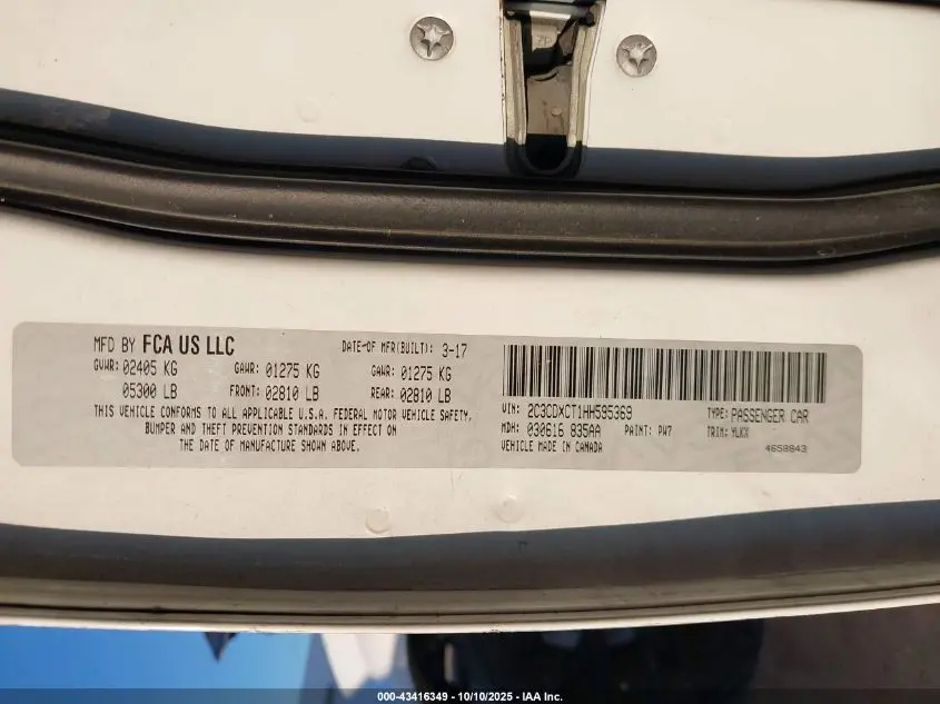 2017 DODGE CHARGER DAYTONA 340 RWD