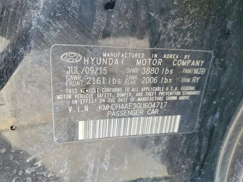 2016 HYUNDAI ELANTRA LIMITED  