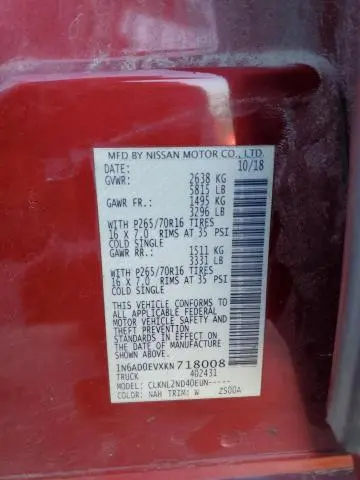 2019 NISSAN FRONTIER S  